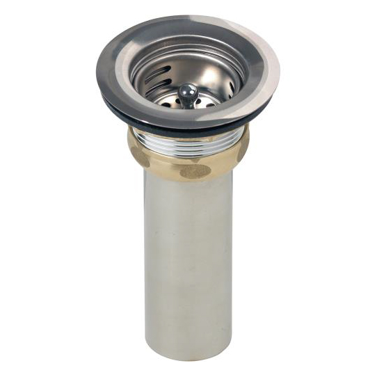 Drain Fitting 2" Stainless Steel w/Strainer Basket, Rubber Seal & Tailpiece