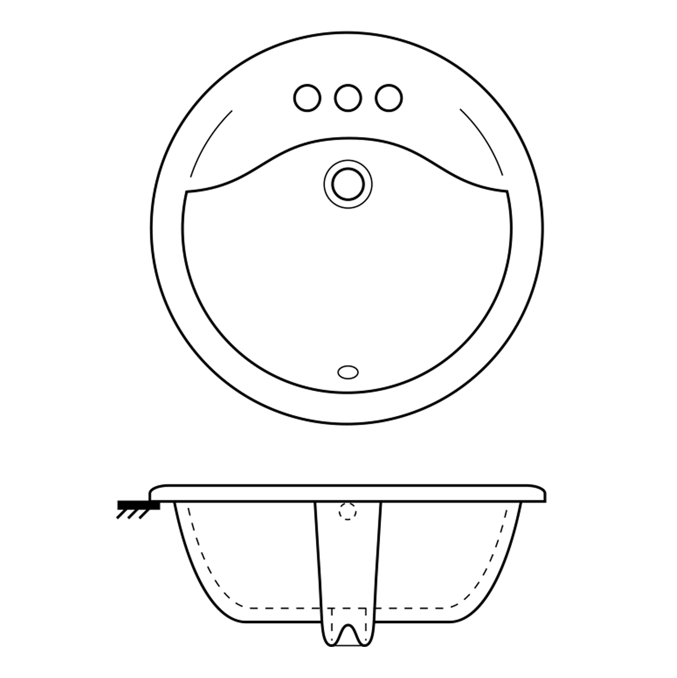 Cadet 19" Round Drop-In Lav Sink in Blue w/4" Faucet Holes