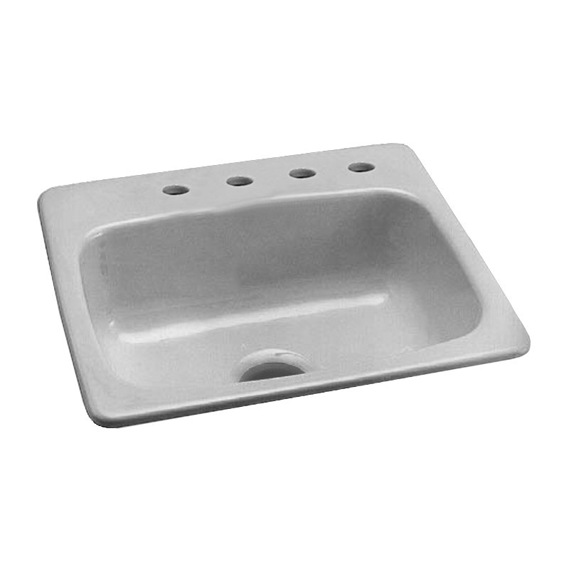 25x22x8-3/4" Cast Iron Drop-In Kitchen Sink White w/4 Holes