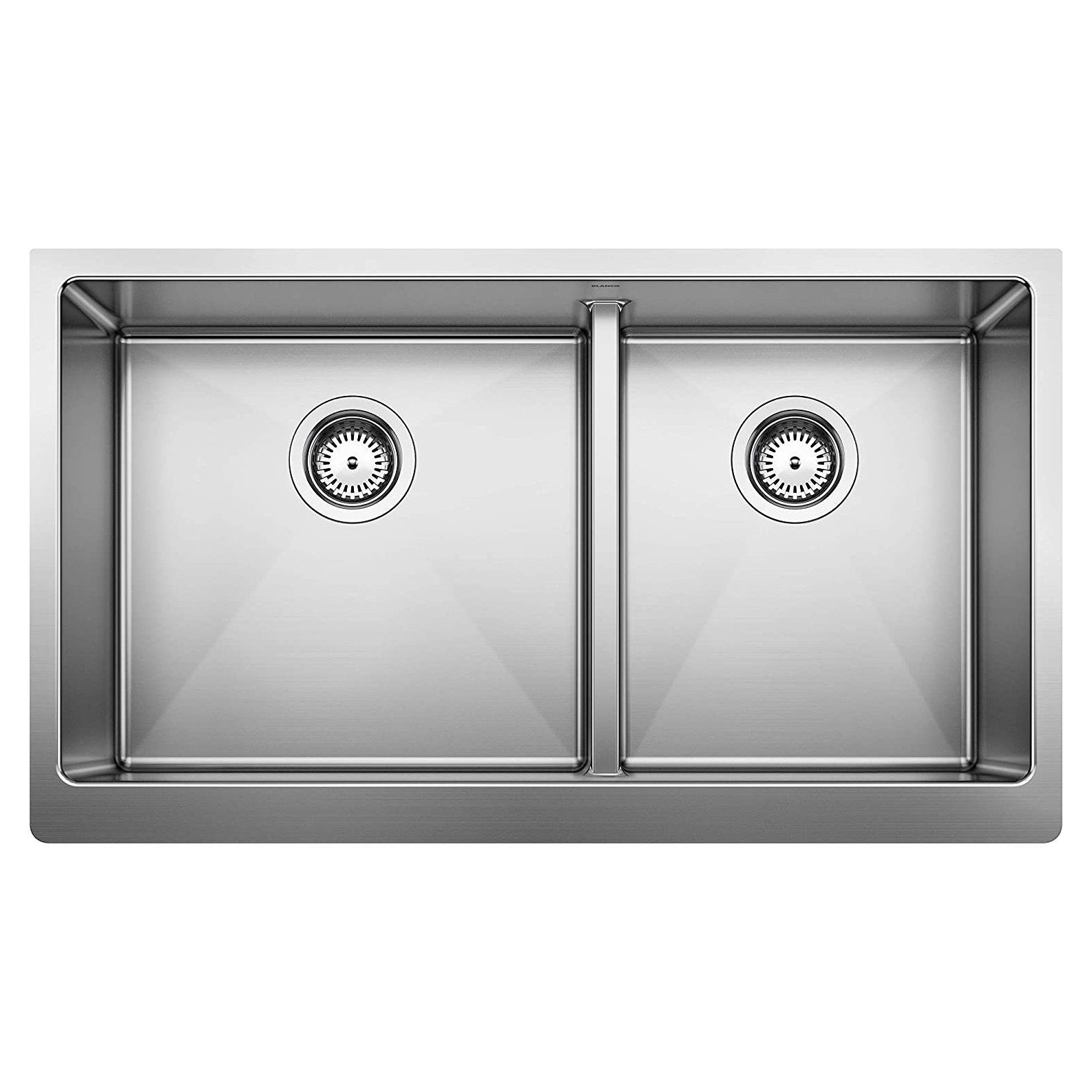 Quatrus R15 33x19x9" Stainless Steel Equal Double Bowl Sink
