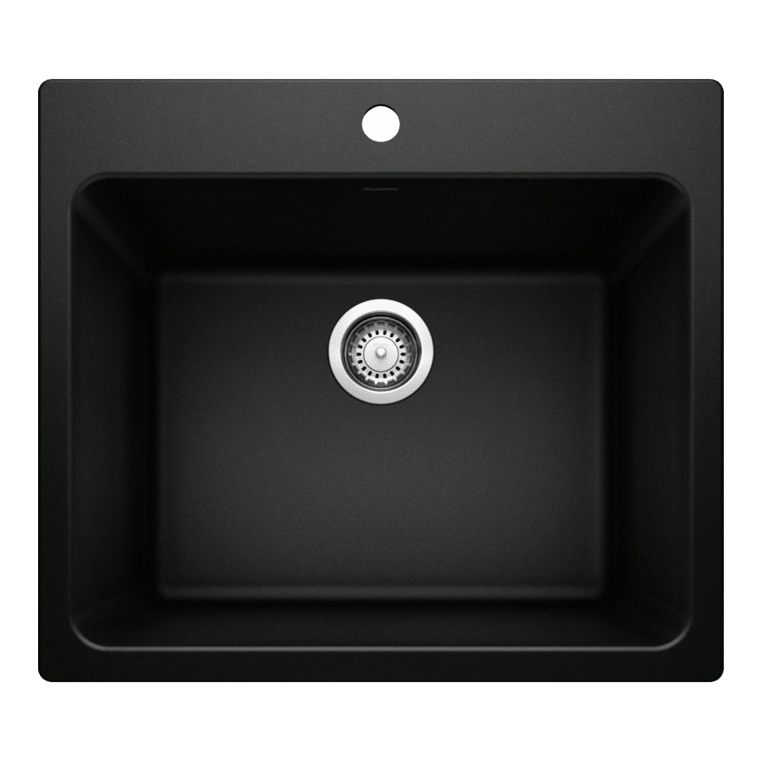 Liven 25x22x12" Single Bowl Laundry Sink in Coal Black