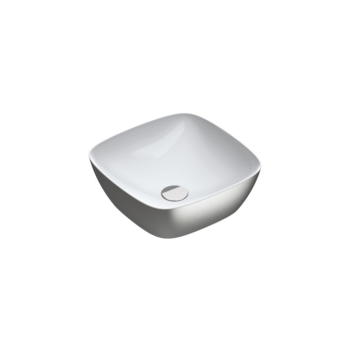 Green Lux 40x40 Single Bowl Washbasin in Silver/White