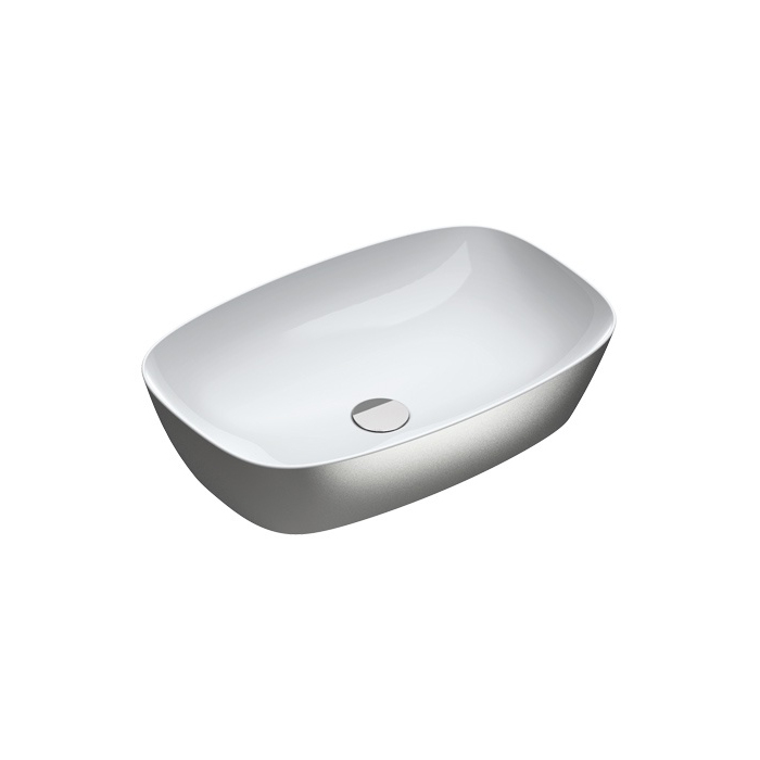 Green Lux 60x40 Single Bowl Washbasin in Silver/White