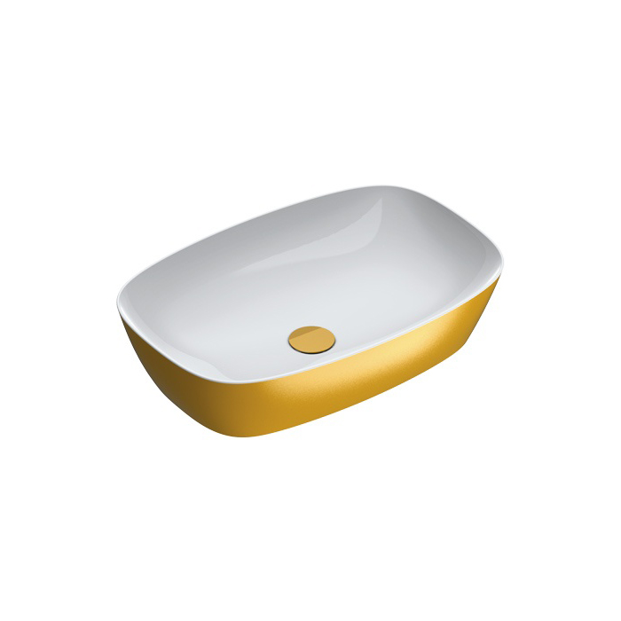 Green Lux 60x40 Single Bowl Washbasin in Gold/White