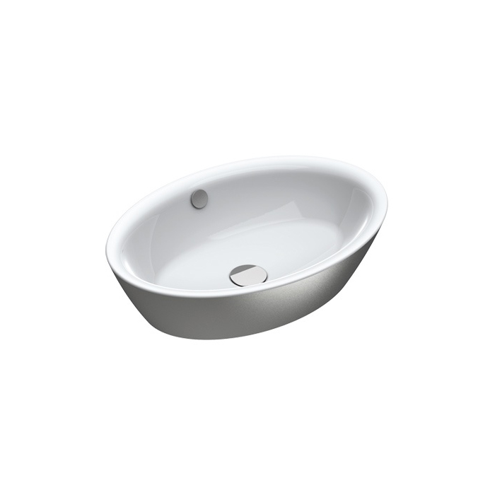 Gold & Silver 60x42 Single Bowl Washbasin in White