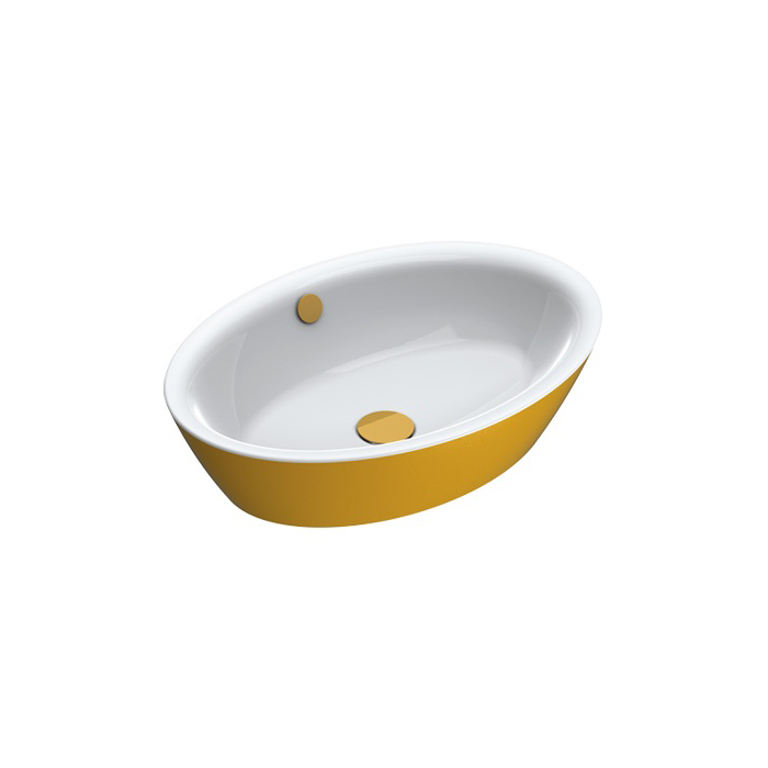 Gold & Silver 60x42 Single Bowl Washbasin in Gold/White