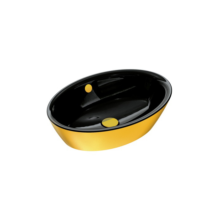 Gold & Silver 60x42 Single Bowl Washbasin in Gold/Black