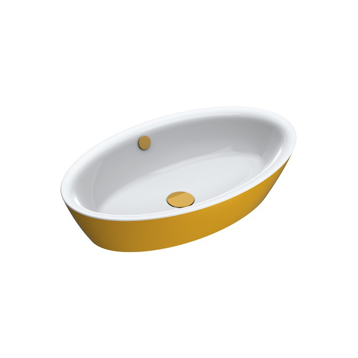 Gold & Silver 70x42 Single Bowl Washbasin in Gold/White