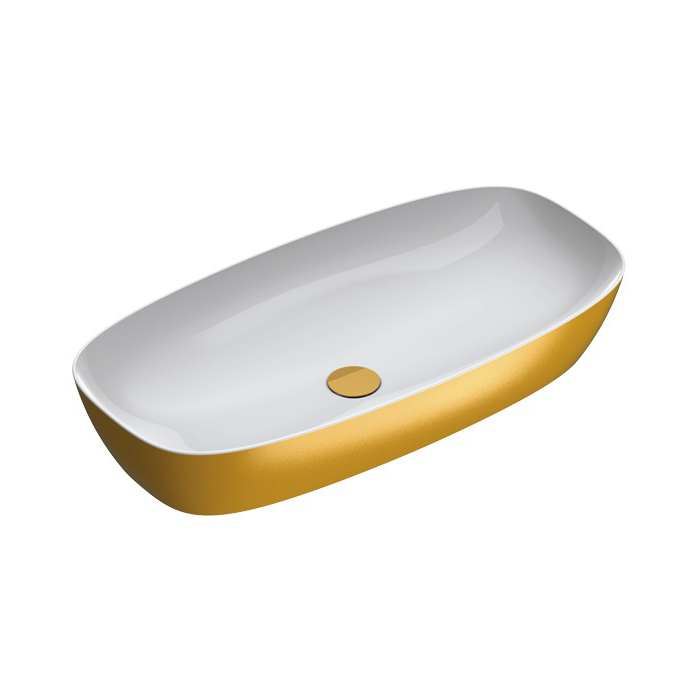 Silver & Gold 80x40 Single Bowl Washbasin in Gold/White