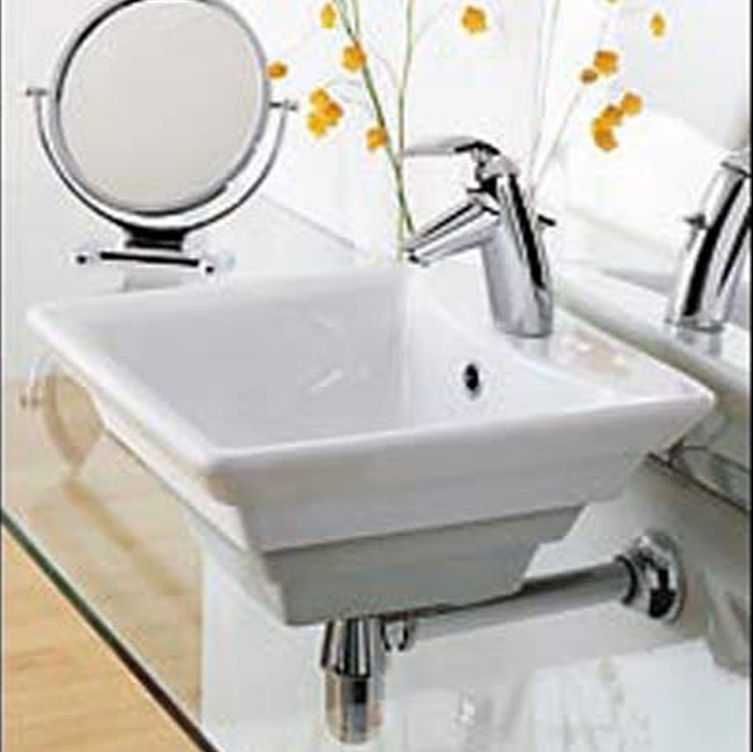 Cirque2 17-3/4x17-3/4x7-3/8 Single Bowl Countertop Lavatory Sink w/Single Faucet Hole in White