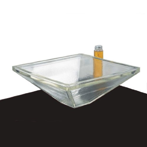 Geometrique 17x17x6-7/8 Single Bowl Vessel Lavatory Sink w/o Faucet Deck in Clear Glass