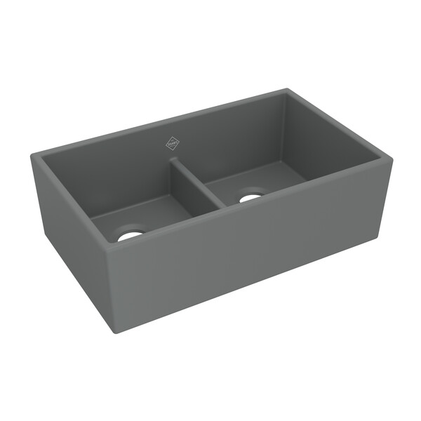 Shaker 33x20x10-1/2" Low Divide Equal Dbl Bowl Sink in Grey
