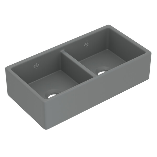 Shaker 35-1/4x18-5/16x9" Equal Double Bowl Sink in Grey