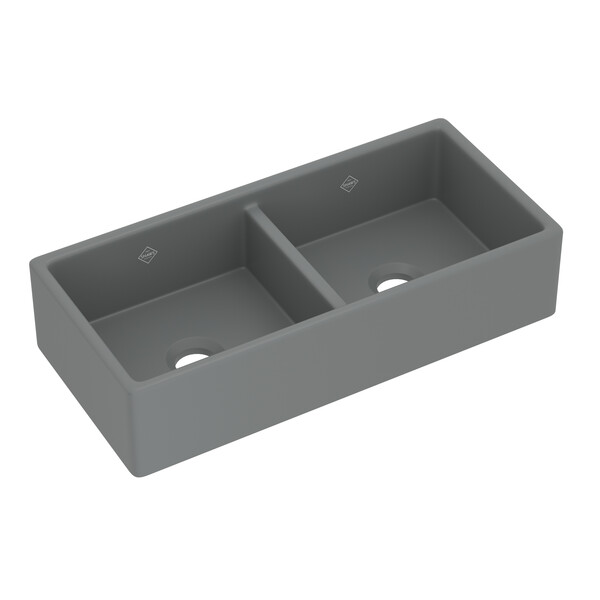Shaker 39-1/4x18-5/16x9" Equal Double Bowl Sink in Grey