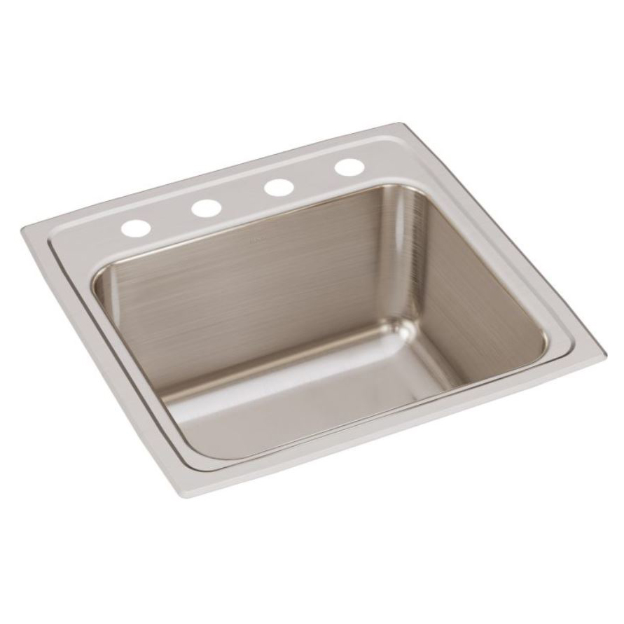 Lustertone 19-1/2x19x10-1/8" SS 1-Bowl 4-Hole Laundry Sink