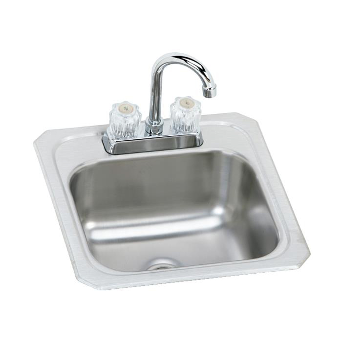Celebrity 15x15x6-1/8" SS Single Bowl Bar Sink & Faucet Kit
