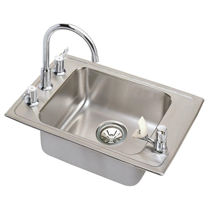 25x17x5-1/2" Stainless Steel Single Bowl Classroom ADA Sink & Faucet w/Bubbler Kit
