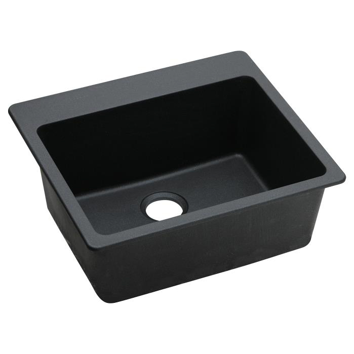 Quartz Classic 25x22x9-1/2" Single Bowl Drop-In Sink, Black