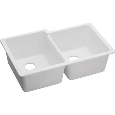 Quartz Classic 33x20-1/2x9-1/2" Double Bowl Sink White