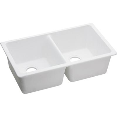 Quartz Classic 33x18-1/2x9-1/2" Double Bowl Sink White