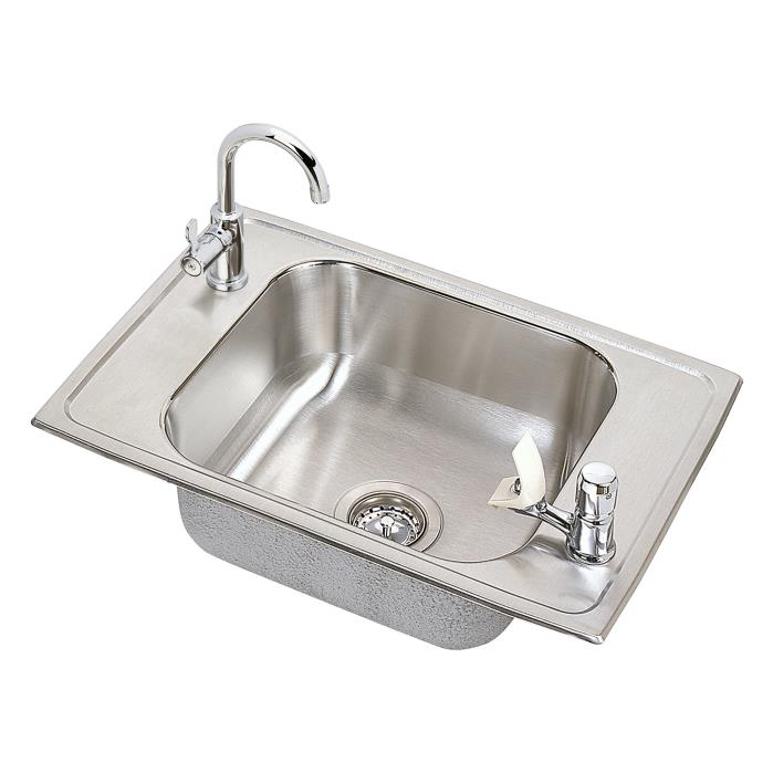 Pacemaker 25x17x7-1/8" Stainless Steel Single Bowl Sink w/Faucet & Bubbler Kit