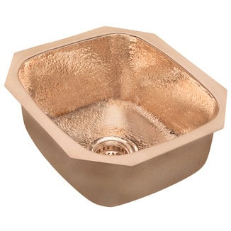 Specialty 14-1/2x14-1/2x6-1/2" Copper Bar Sink, Hammered