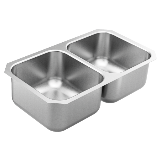 1800 Series 31-3/4x18-1/4x9" Stainless Steel Dbl Bowl Sink