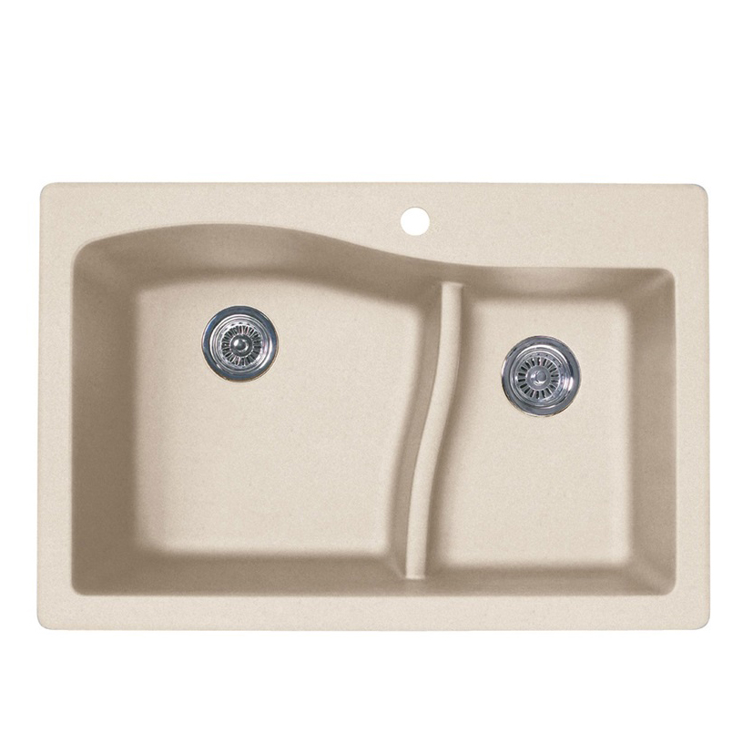 Granite 33x22x10-5/8" Lg/Sm Double Bowl Sink in Granito 1HL