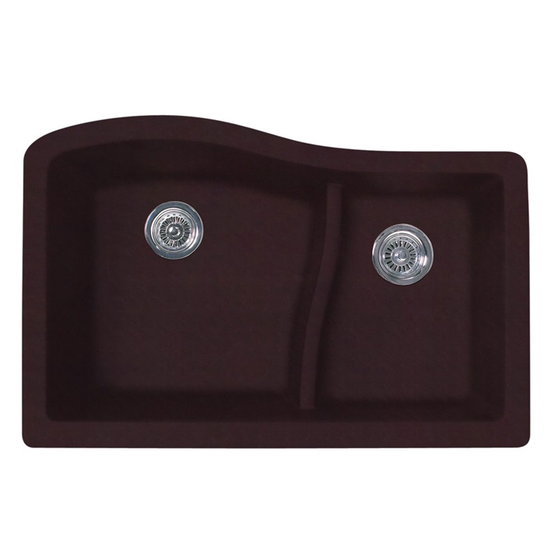 Granite 32x21x10-5/8" Lrg/Sm Double Bowl Sink in Espresso