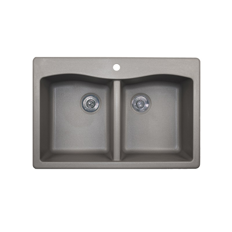 Granite 33x22x9-1/16" Equal Double Bowl Sink Metallico 1 HL