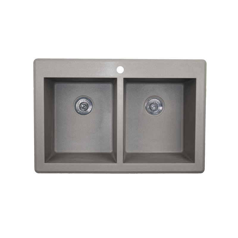 Granite 33x22x9-9/16" Equal Dbl Bowl Sink in Metallico 1 HL