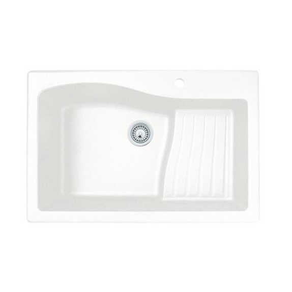 33x22x10-5/8" Granite One Bowl Kitchen Sink White w/1 Hole