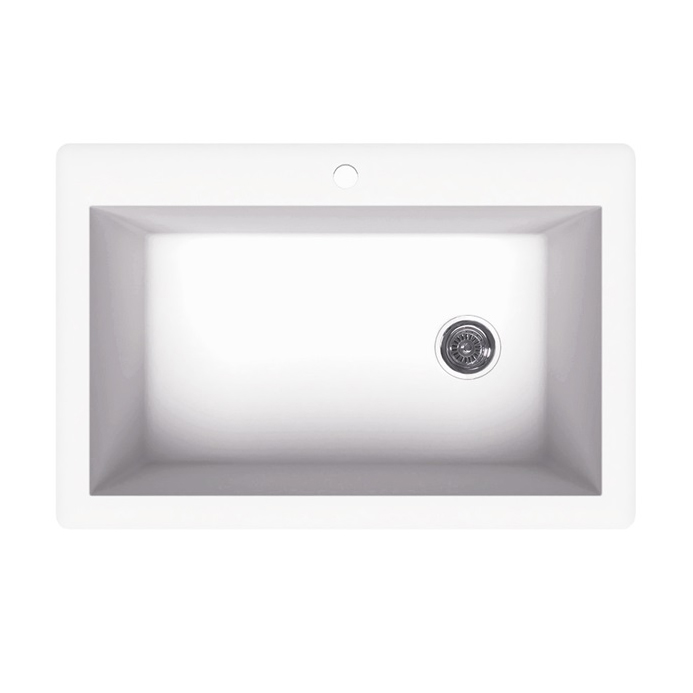 33x22x9-9/16" Granite One Bowl Kitchen Sink White w/1 Hole