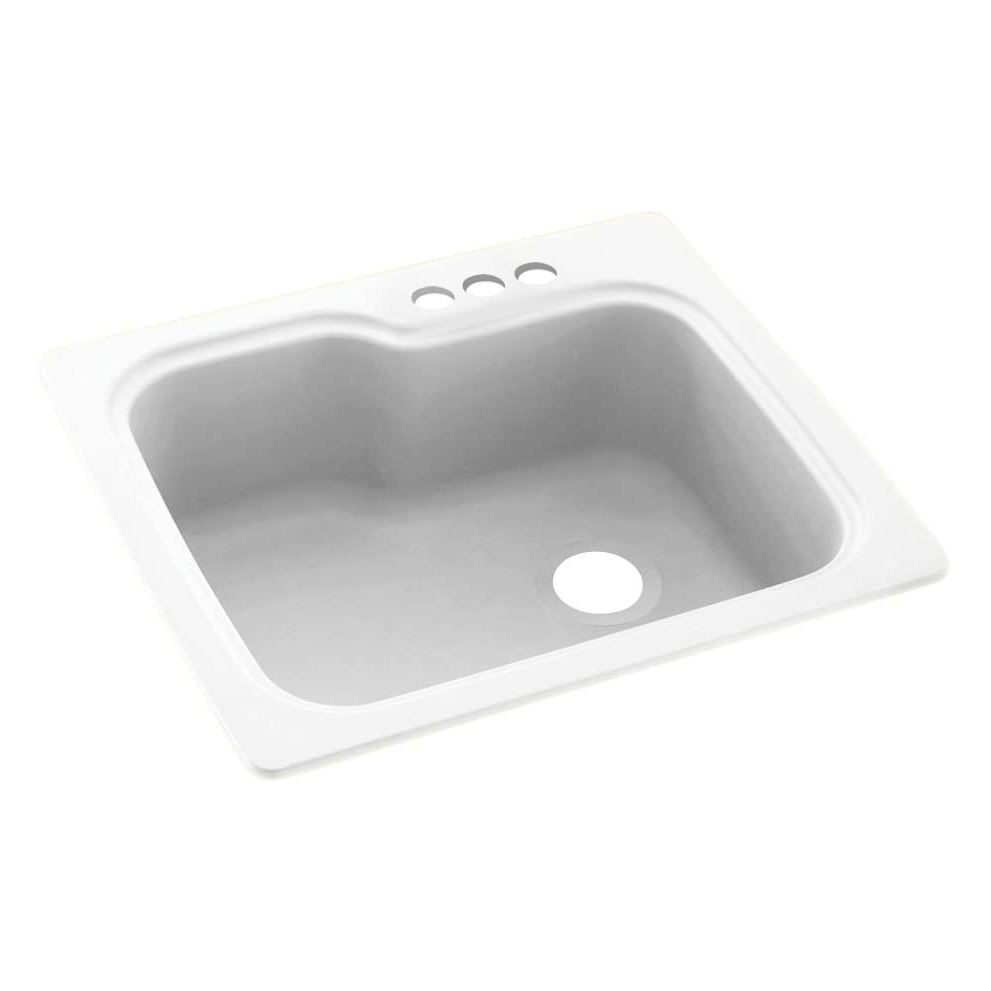 25x22x9-1/2" Swanstone Kitchen Sink in White w/3 Holes