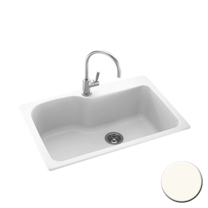 33x22x10-9/16" Swanstone Kitchen Sink in White w/2 Holes