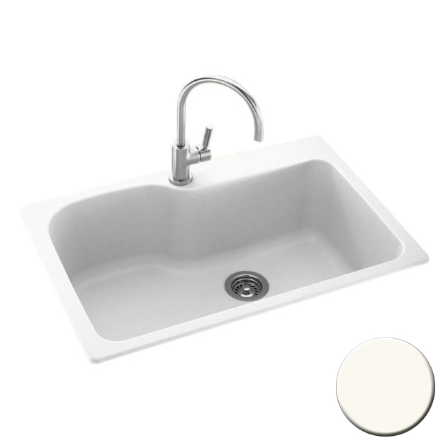 33x22x10-9/16" Swanstone Kitchen Sink in White w/2 Holes
