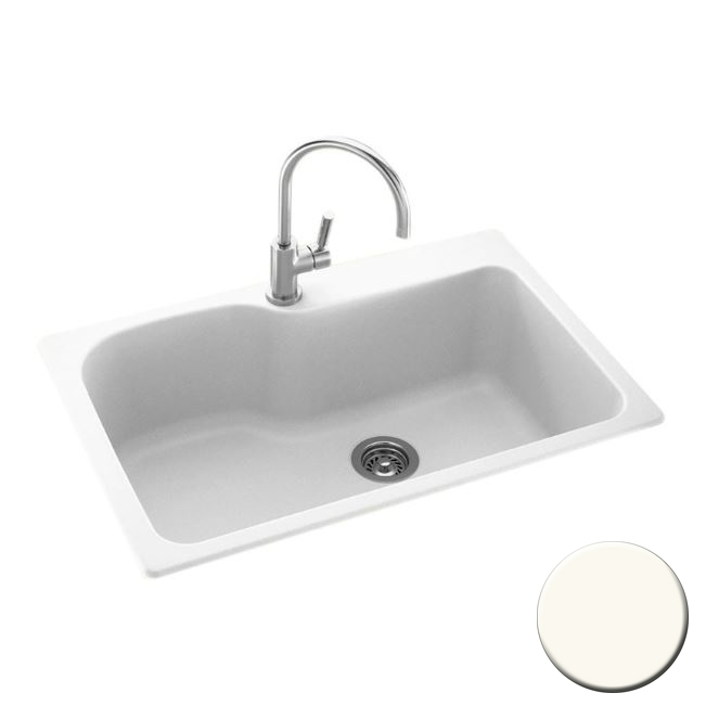 33x22x10-9/16" Swanstone Kitchen Sink in White w/3 Holes