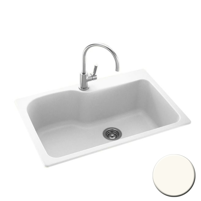 33x22x10-9/16" Swanstone Kitchen Sink in White w/4 Holes