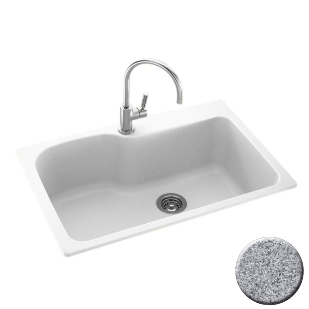 33x22x10-9/16" Swanstone Kitchen Sink Gray Granite w/2 Holes