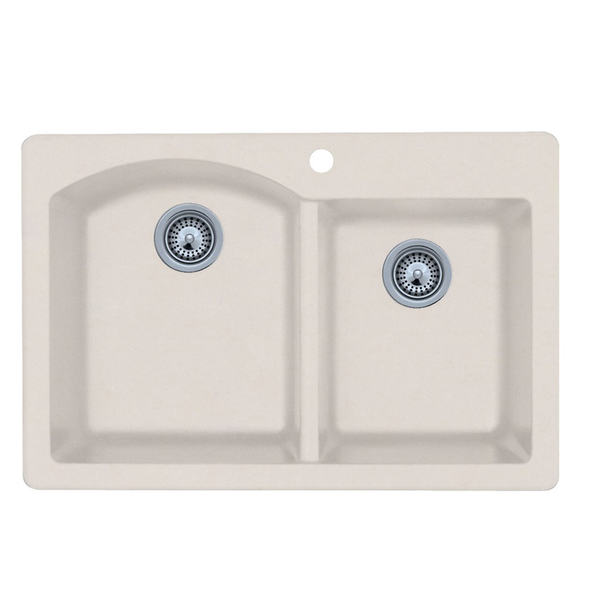 Granite 33x22x9-1/2" Double Bowl Sink in Granito 2 Holes