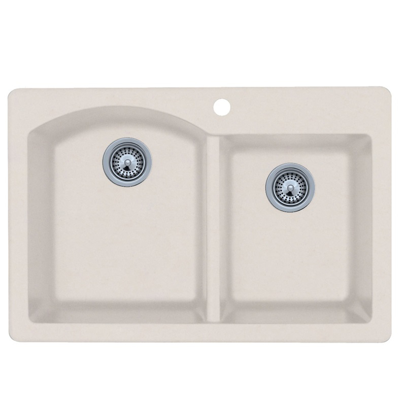 Granite 33x22x9-1/2" Double Bowl Sink in Granito 3 Holes