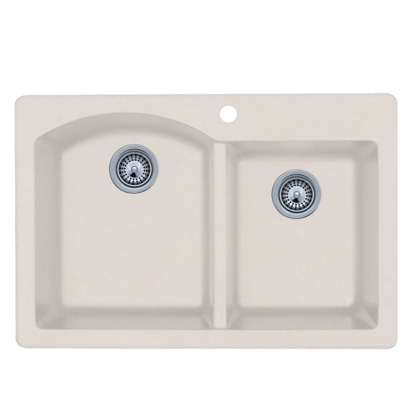 Granite 33x22x9-1/2" Double Bowl Sink in Granito 4 Holes