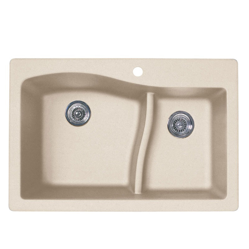 Granite 33x22x10-5/8" Lg/Sm Double Bowl Sink in Granito 2HL