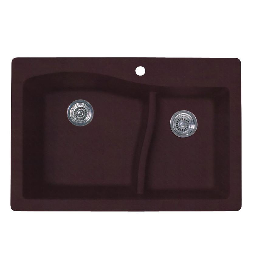 Granite 33x22x10-5/8" Lg/Sm Double Bowl Sink in Espresso 2HL