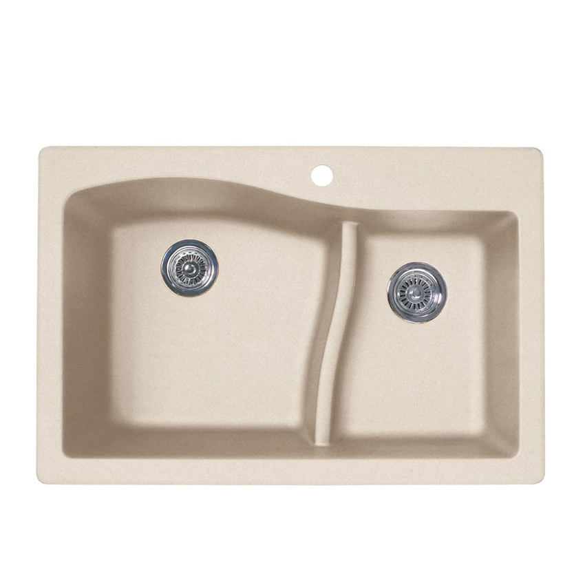 Granite 33x22x10-5/8" Lg/Sm Double Bowl Sink in Granito 3HL