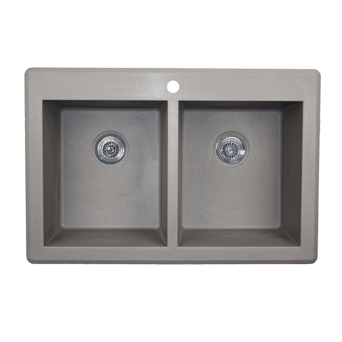 Granite 33x22x9-9/16" Equal Dbl Bowl Sink in Metallico 2 HL