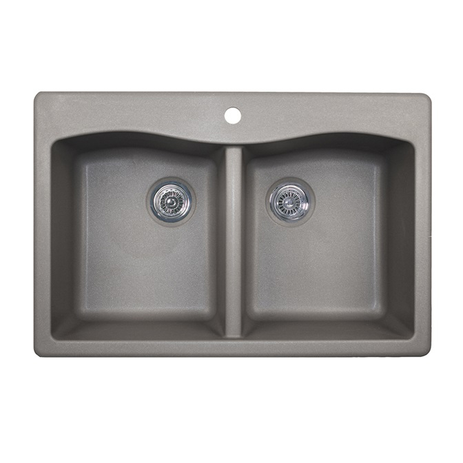 Granite 33x22x9-1/16" Equal Double Bowl Sink Metallico 3 HL