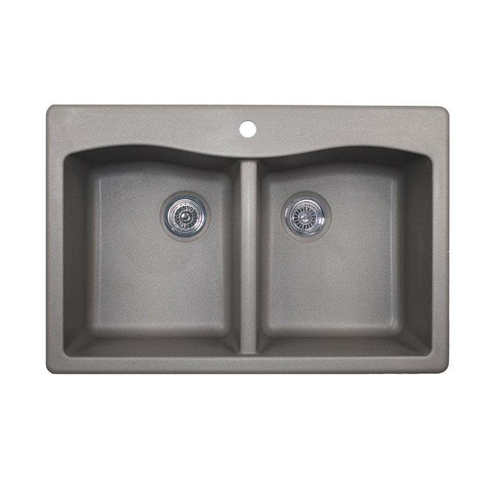Granite 33x22x9-1/16" Equal Double Bowl Sink Metallico 4 HL