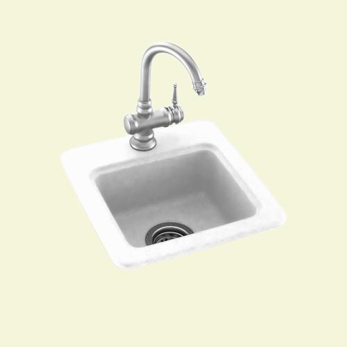 15x15x6" Swanstone 1-Hole Dual Mount Bar Sink in White