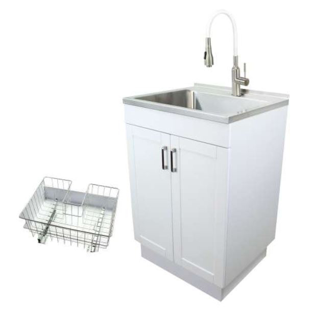 Laundry Sink/Cabinet Kit 24" w/Drop-In Sink, Fct & Basket